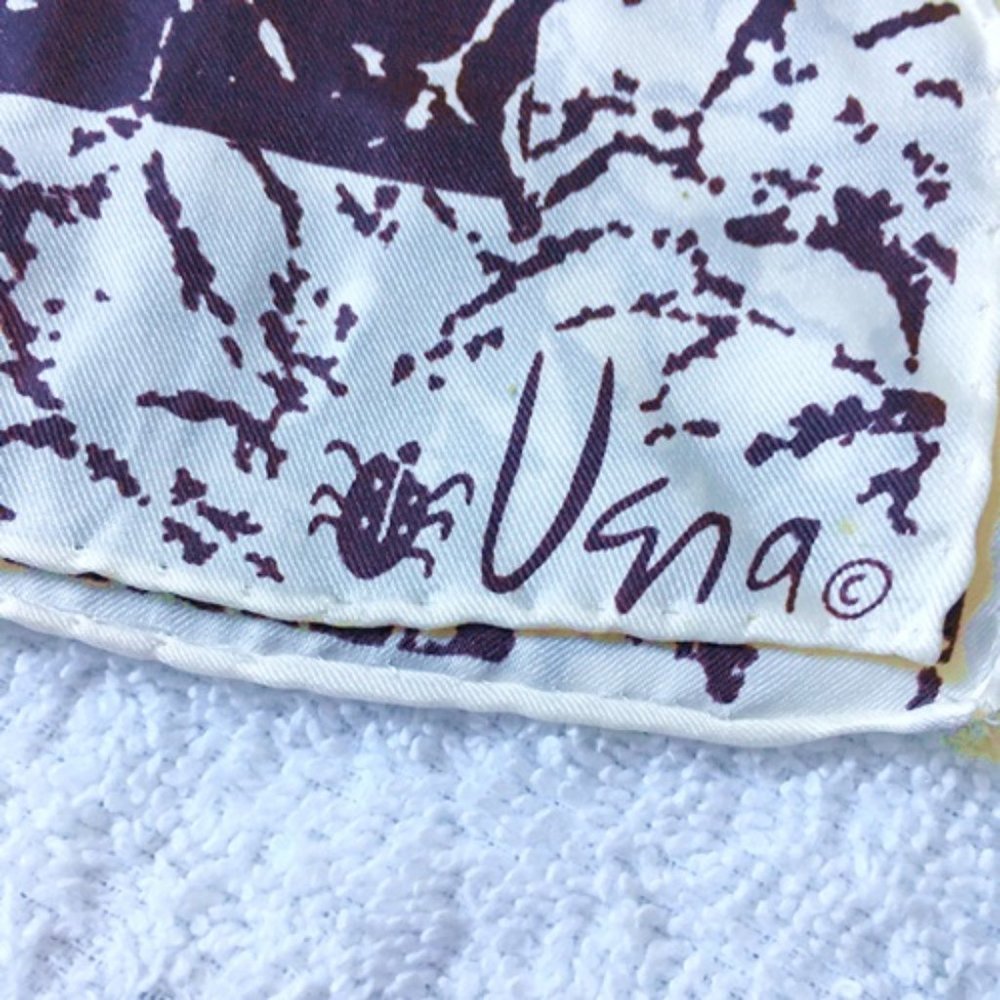 Vintage Vera Neumann Geometric Dark Chocolate White Rectangular Scarf